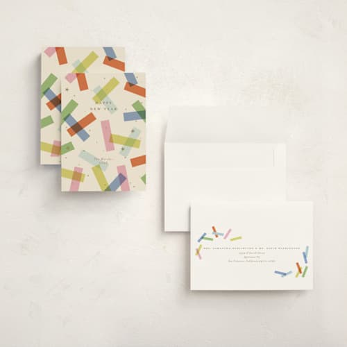 This is a candy holiday photo cards with standard by Ellen Schlegelmilch called confetti strips printing on signature in grand