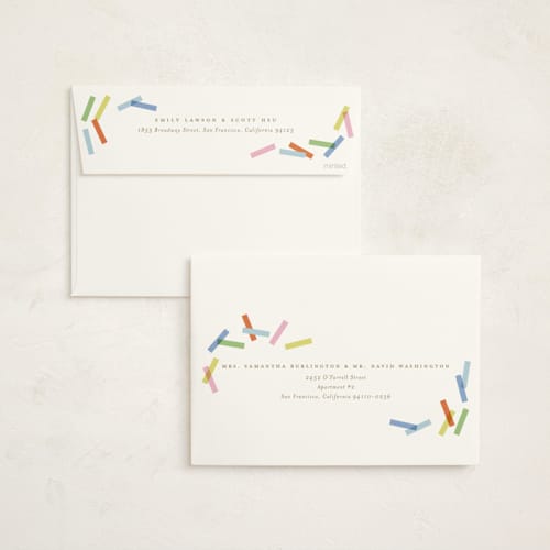 This is a candy holiday photo cards with standard by Ellen Schlegelmilch called confetti strips printing on signature in grand