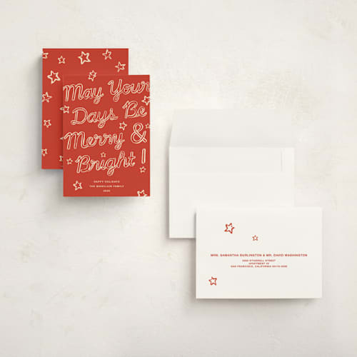 This is a peppermint holiday photo cards with standard by Pati Cascino called happy always printing on signature in grand
