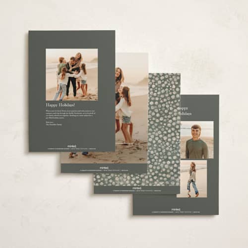 This is a juniper holiday photo cards with standard by Wendy Keller called frosty morning printing on signature in grand