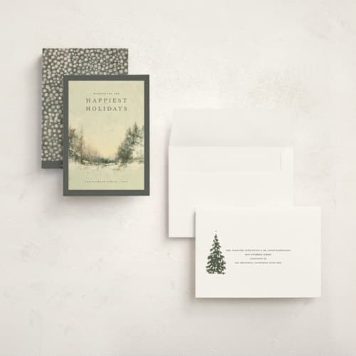 This is a juniper holiday photo cards with standard by Wendy Keller called frosty morning printing on signature in grand