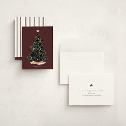 This is a merlot holiday photo cards with standard by Baumbirdy called old fashioned printing on signature in grand