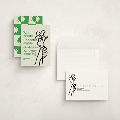 This is a grass holiday photo cards with standard by Annie Clark called offering printing on signature in grand