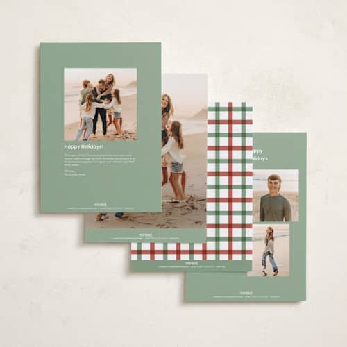 This is a spruce holiday photo cards with standard by Erin German called unleash the joy printing on recycled smooth signature in grand