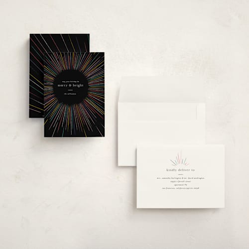 This is a disco holiday photo cards with standard by Pixel and Hank called burst printing on signature in grand