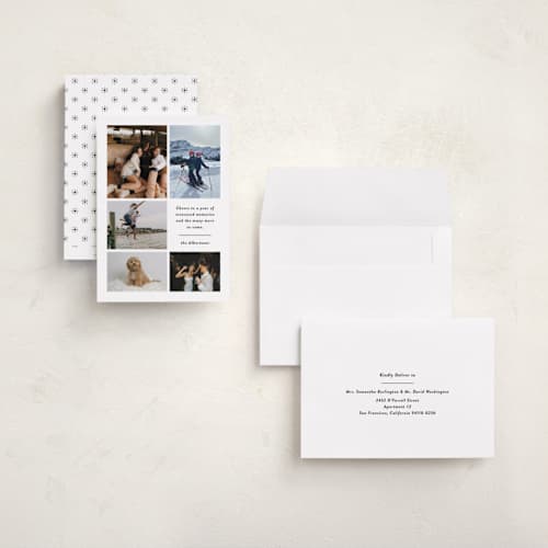 This is a snow holiday photo cards with standard by Angela Garrick called treasured memories printing on recycled smooth signature in grand
