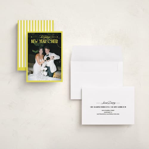 This is a lemon holiday photo cards with standard by Jenna Holcomb called bright and cheery printing on recycled smooth signature in grand