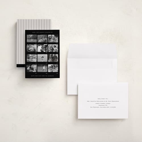 This is a darkroom holiday photo cards with standard by Adelyn T. called contact sheet printing on recycled smooth signature in grand