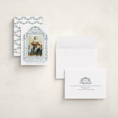 This is a lake holiday photo cards with standard by Paper Sun Studio called colonial christmas printing on signature in grand