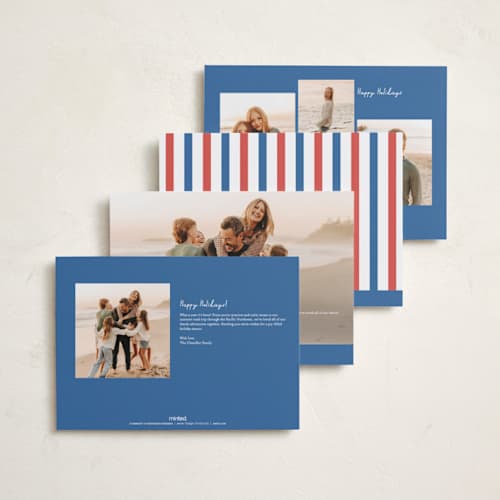 This is a azure holiday photo cards with standard by Megan Davis called adios printing on recycled smooth signature in grand