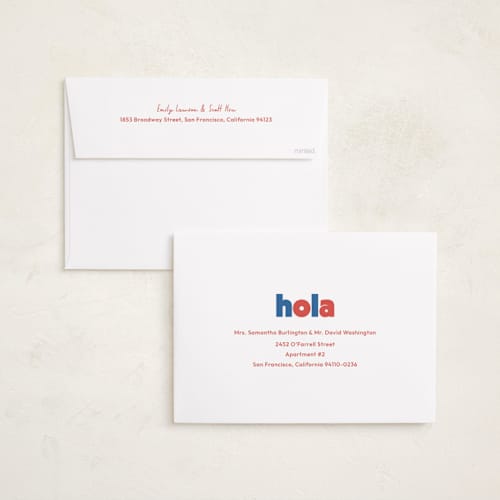 This is a azure holiday photo cards with standard by Megan Davis called adios printing on recycled smooth signature in grand