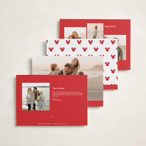 This is a santa suit holiday photo cards with standard by Carrie ONeal called disney's mickey magical season printing on recycled smooth signature in grand