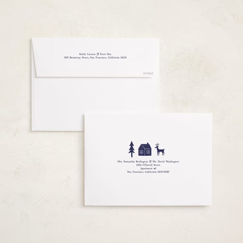 This is a navy holiday photo cards with standard by Rina Ozum called noel wishes printing on signature in grand