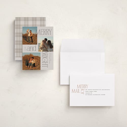 This is a chai holiday photo cards with standard by Owl and Toad called modern collage printing on recycled smooth signature in grand