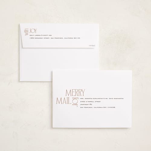 This is a chai holiday photo cards with standard by Owl and Toad called modern collage printing on recycled smooth signature in grand
