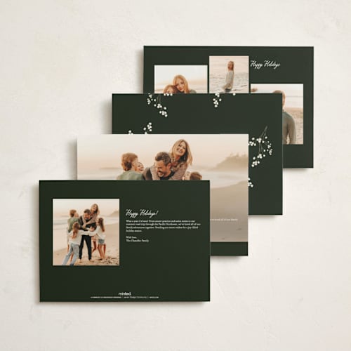 This is a evergreen holiday photo cards with standard by Michelle Harrick called green branches printing on signature in grand