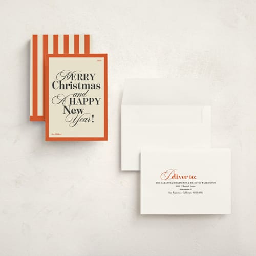 This is a santa holiday photo cards with standard by Sumak Studio called modern typography printing on signature in grand