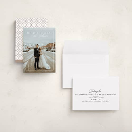 This is a snowmelt holiday photo cards with standard by Keen Peachy called marry christmas printing on recycled smooth signature in grand