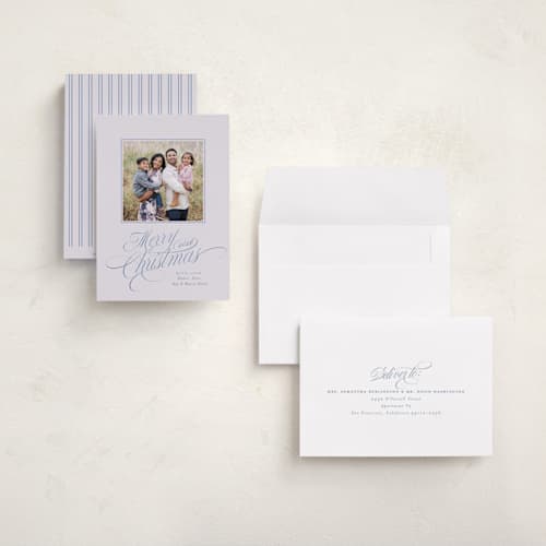 This is a frozen pond holiday photo cards with standard by Everett Paper Goods called glide printing on signature in grand