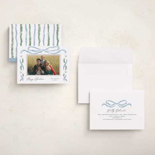 This is a iceberg holiday photo cards with standard by Pixel and Hank called disney's mickey bough border printing on signature in grand