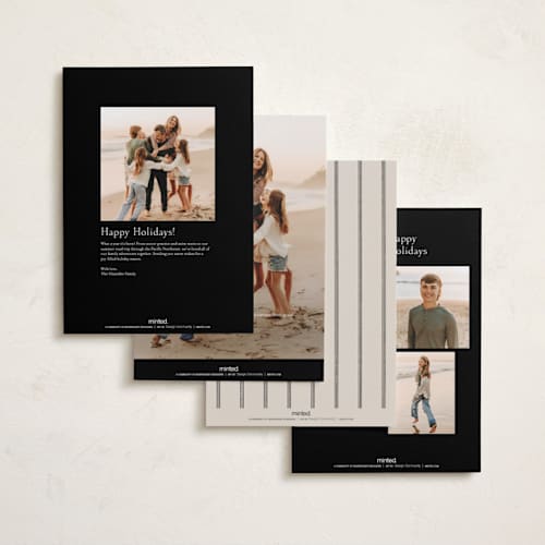 This is a snow holiday photo cards with standard by Robert and Stella called halford printing on recycled smooth signature in grand
