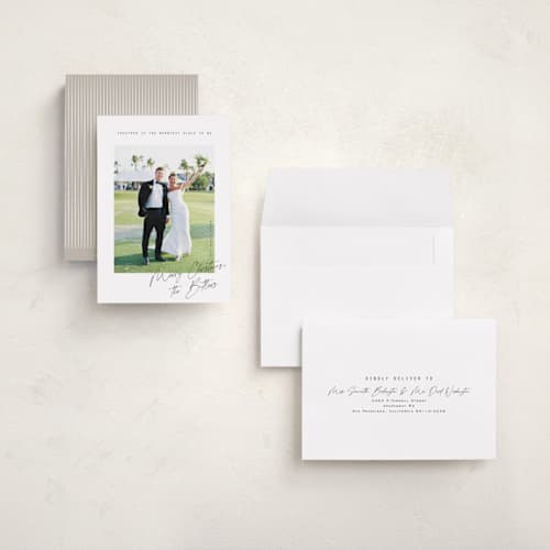 This is a snow holiday photo cards with standard by Orasie called merriest together printing on recycled smooth signature in grand