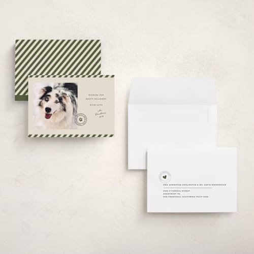 This is a forest holiday photo cards with standard by Roxy Cervantes called mostly good printing on recycled smooth signature in grand