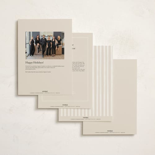 This is a ivory holiday photo cards with standard by Petra Kern called open the door printing on signature in grand