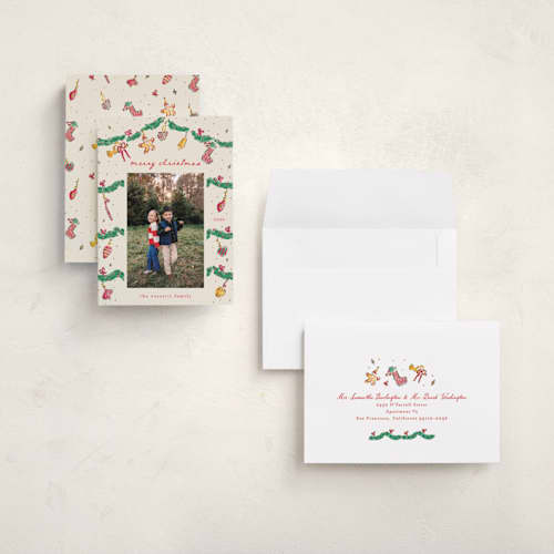 This is a cookie dough holiday photo cards with standard by Sarah Rosenthal called oh christmas tree printing on signature in grand