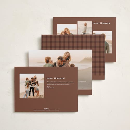 This is a pecan holiday photo cards with standard by chocomocacino called flatkaka printing on signature in grand