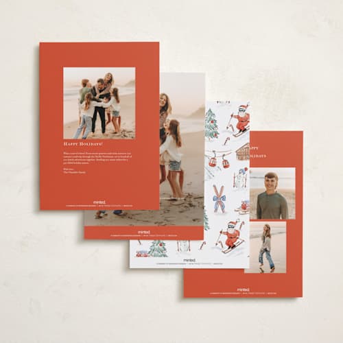 This is a santa suit holiday photo cards with standard by Sarah Knight called snow much fun printing on signature in grand