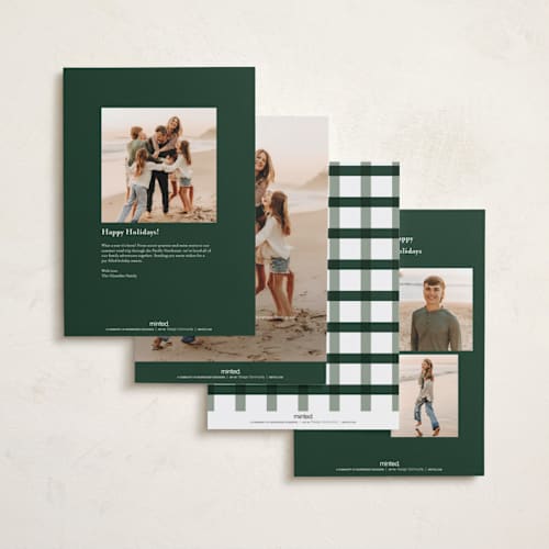 This is a forest holiday photo cards with standard by Kat Roberts called nice pup printing on recycled smooth signature in grand