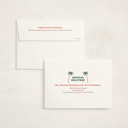 This is a pine holiday photo cards with standard by Elly called tropical winter printing on signature in grand