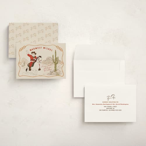This is a sand holiday photo cards with standard by Elly called howdy printing on signature in grand