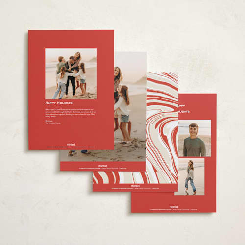 This is a peppermint holiday photo cards with standard by Oscar and Emma - Karly Depew called peppermint flavor printing on recycled smooth signature in grand
