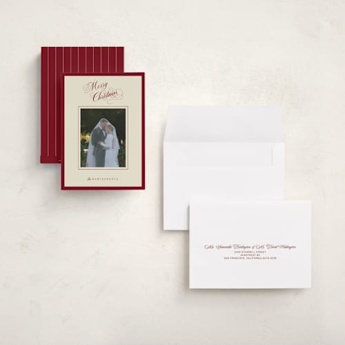 This is a mulled wine holiday photo cards with standard by Jen Ramsey called christmas elegance printing on recycled smooth signature in grand