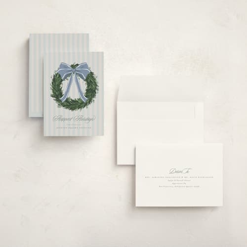 This is a powder holiday photo cards with standard by Everett Paper Goods called cape may charm printing on signature in grand