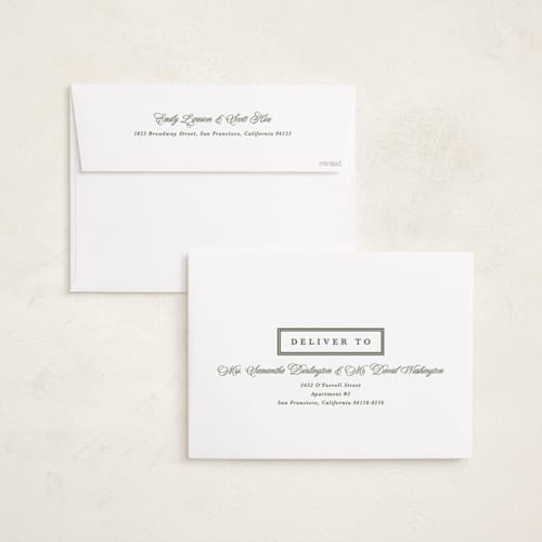 This is a pine holiday photo cards with standard by Brianne Larsen called framed name printing on signature in grand