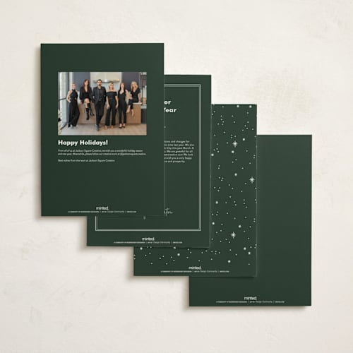 This is a pine holiday photo cards with standard by Paper Raven Co. called ribbon box printing on signature in grand