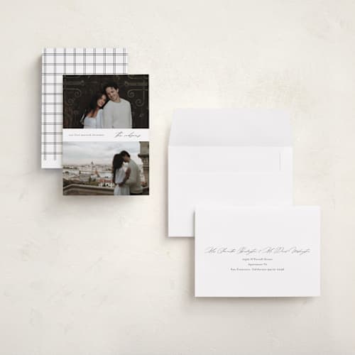 This is a snow holiday photo cards with standard by Stacey Meacham called minimal merry printing on recycled smooth signature in grand