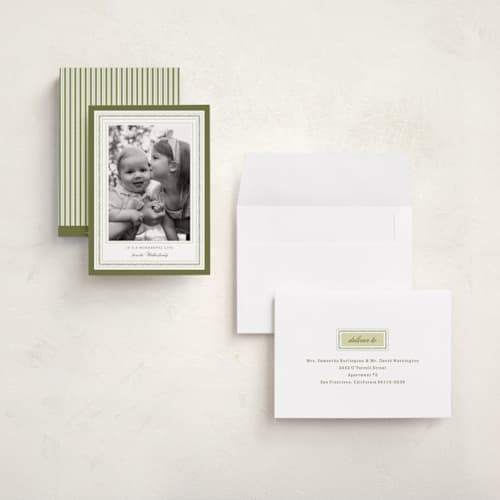This is a sage holiday photo cards with standard by Sara Hicks Malone called fair isle printing on signature in grand