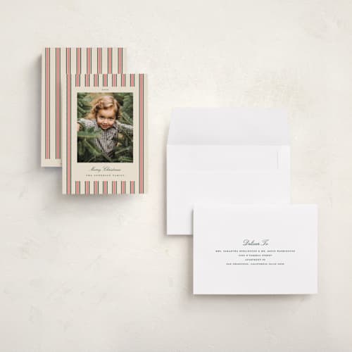 This is a holly holiday photo cards with standard by Ashley Iwafuchi called classic sentiment printing on signature in grand