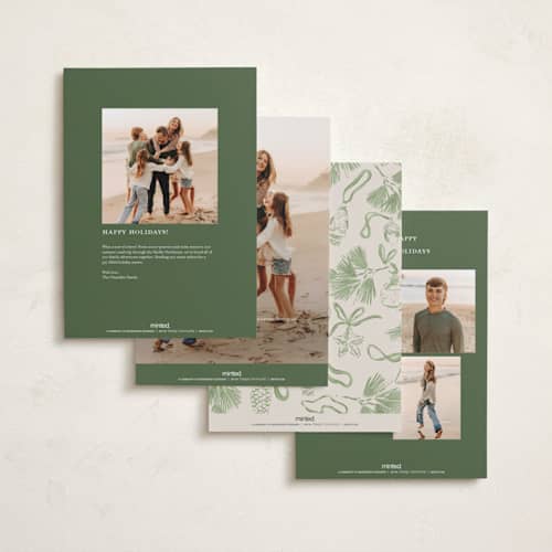 This is a pine holiday photo cards with standard by Corinne Malesic called ornament collection printing on signature in grand
