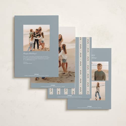 This is a wintermint holiday photo cards with standard by Robert and Stella called dainty holly printing on signature in grand
