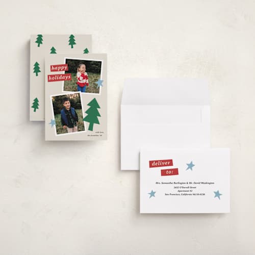 This is a juniper holiday photo cards with standard by Kercia Jane called paper cut cheer printing on signature in grand