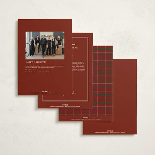 This is a holly berry holiday photo cards with standard by Jenna Holcomb called tartan tree printing on signature in grand
