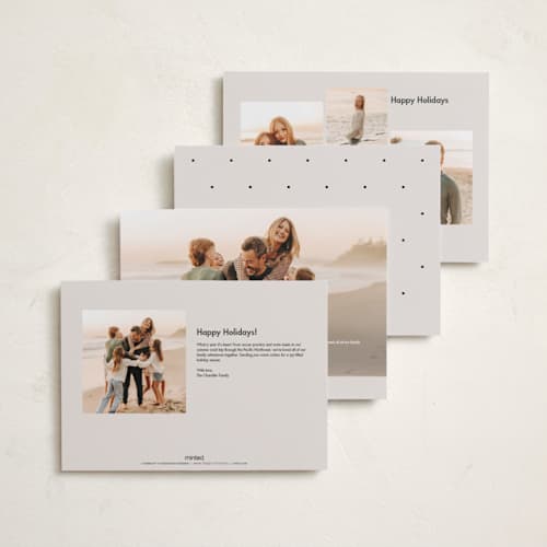 This is a vanilla holiday photo cards with standard by Lea Delaveris called new view printing on recycled smooth signature in grand