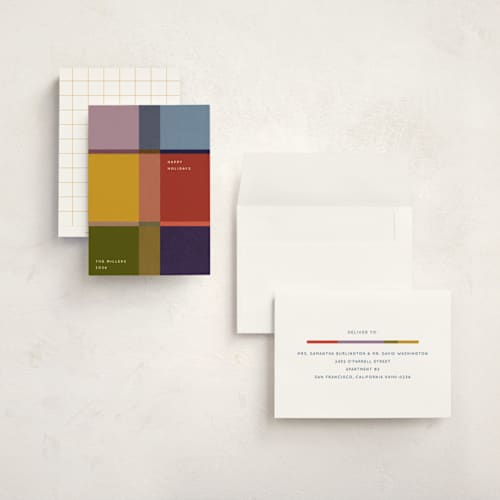 This is a stocking holiday photo cards with standard by Sumak Studio called colorful check printing on signature in grand