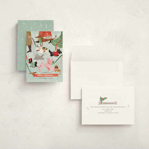 This is a winter holiday photo cards with standard by menci zaga called furry christmas printing on signature in grand