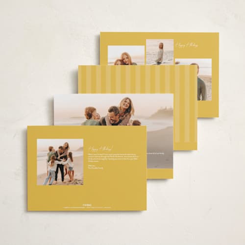 This is a goldenrod holiday photo cards with standard by Kacey Kendrick Wagner called bright message printing on recycled smooth signature in grand